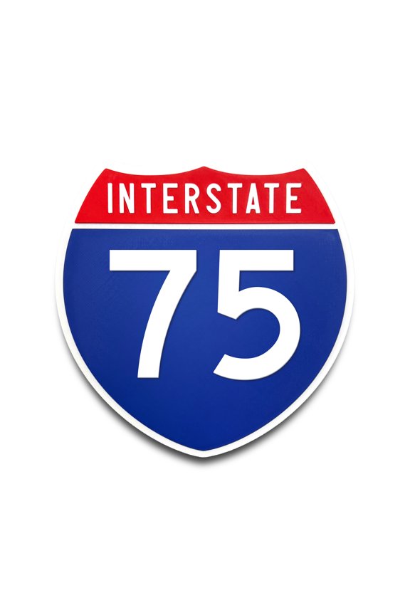 Interstate 75 Number Only Road Sign Replica, Indoor Wall Decor