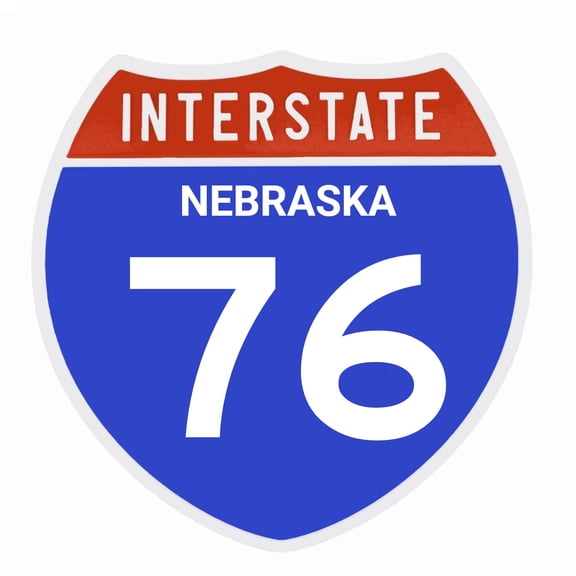 Interstate 76 Road Sign Replica, NEBRASKA Personalized Travel Decor, 8.5" x 8.5"