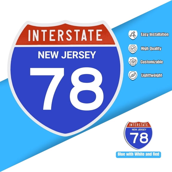 Interstate 78 Road Sign Replica, NEW-JERSEY Personalized Travel Decor, 8.5" x 8.5"