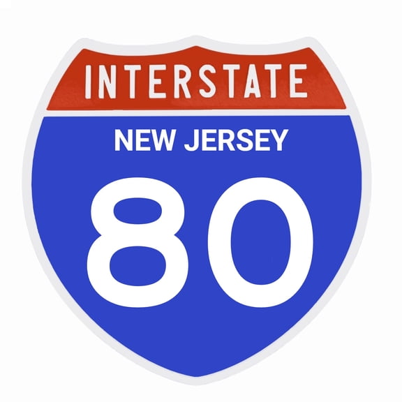 Interstate 80 Road Sign Replica, NEW-JERSEY Personalized Travel Decor, 8.5" x 8.5"