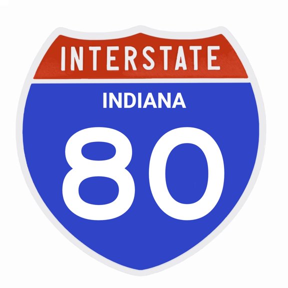 Interstate 80 Road Sign Replica, INDIANA Personalized Travel Decor, 8.5" x 8.5"