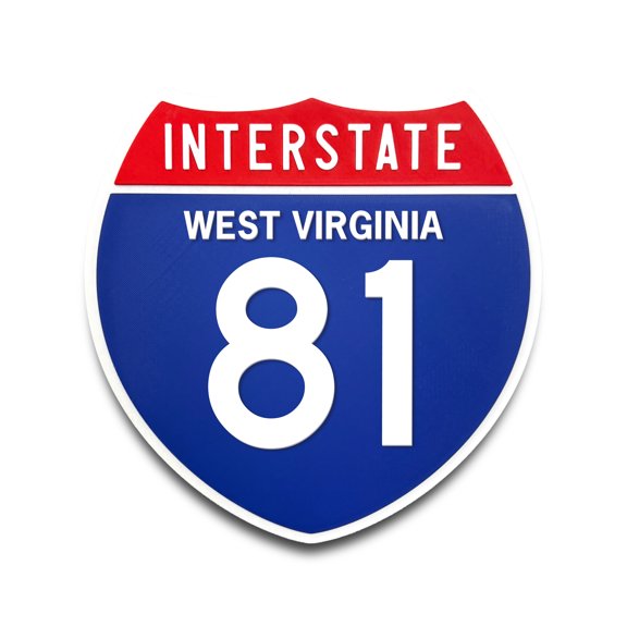 Interstate 81 West Virginia Road Sign Replica, Indoor Wall Decor