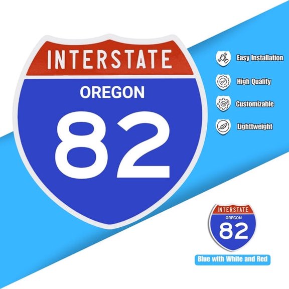Interstate 82 Road Sign Replica, OREGON Personalized Travel Decor, 8.5" x 8.5"