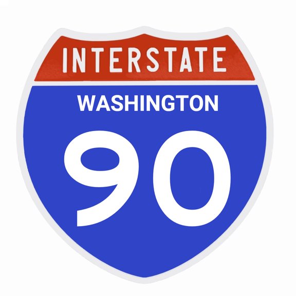 Interstate 90 Road Sign Replica, WASHINGTON Personalized Travel Decor, 8.5" x 8.5"