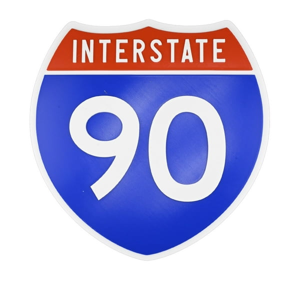 Interstate 90 Road Sign Replica, number Personalized Travel Decor, 8.5" x 8.5"