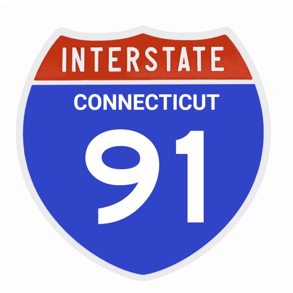 Interstate 91 Road Sign Replica, CONNECTICUT Personalized Travel Decor, 8.5" x 8.5"