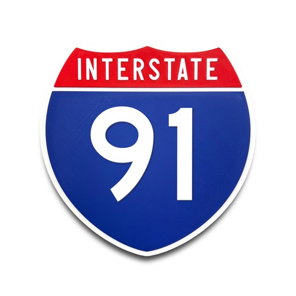 Interstate 91 Number Only Road Sign Replica, Indoor Wall Decor