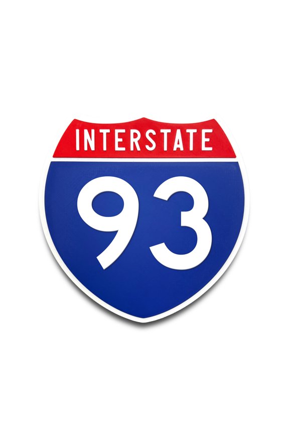 Interstate 93 Number Only Road Sign Replica, Indoor Wall Decor
