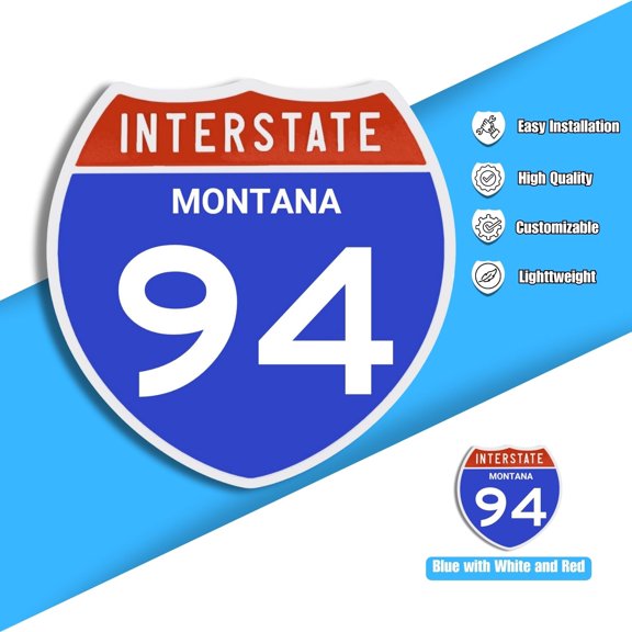 Interstate 94 Road Sign Replica, MONTANA Personalized Travel Decor, 8.5" x 8.5"