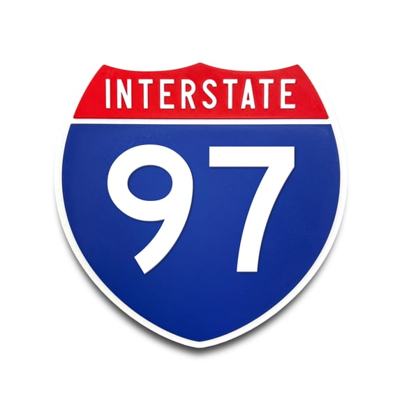 Interstate 97 Number Only Road Sign Replica, Indoor Wall Decor