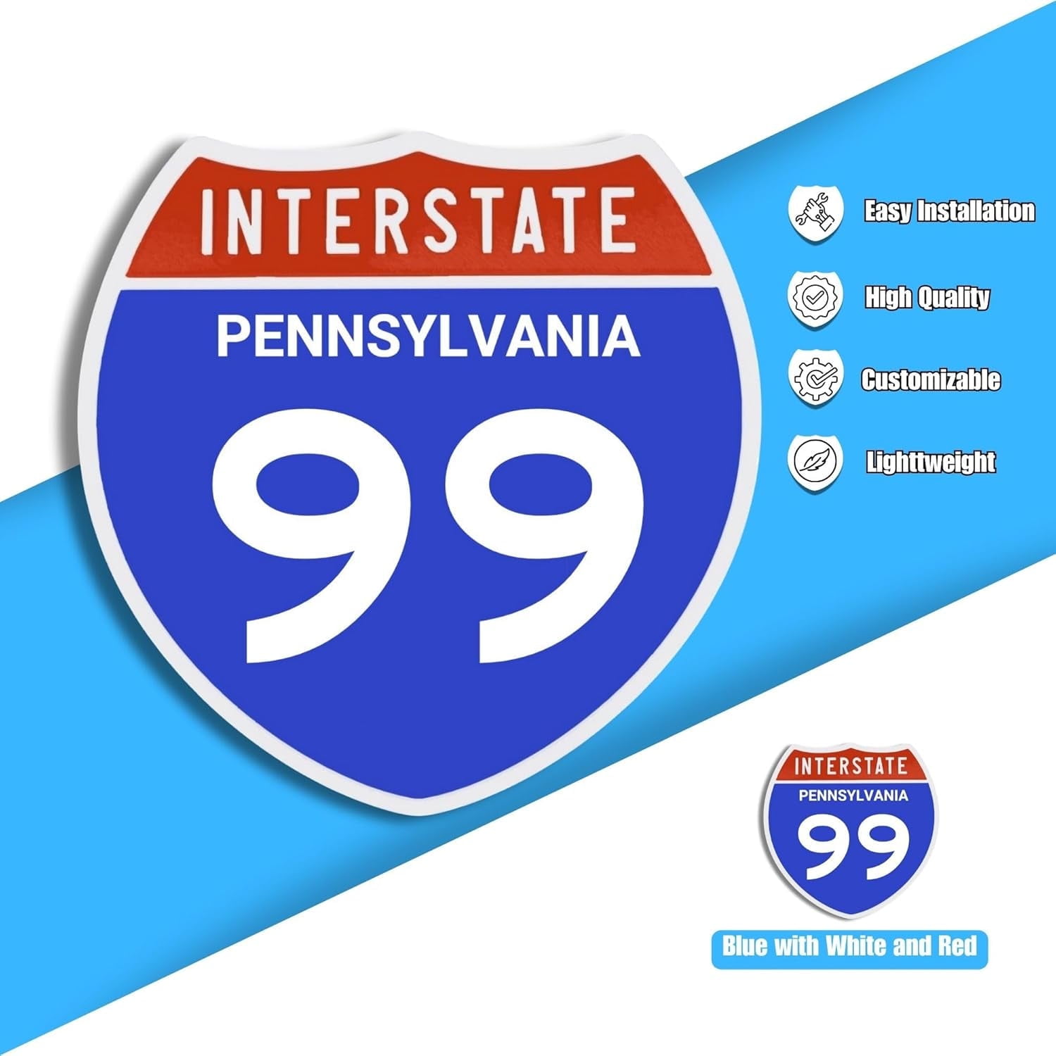 Interstate 99 Road Sign Replica, PENNSYLVANIA Personalized Travel Decor ...