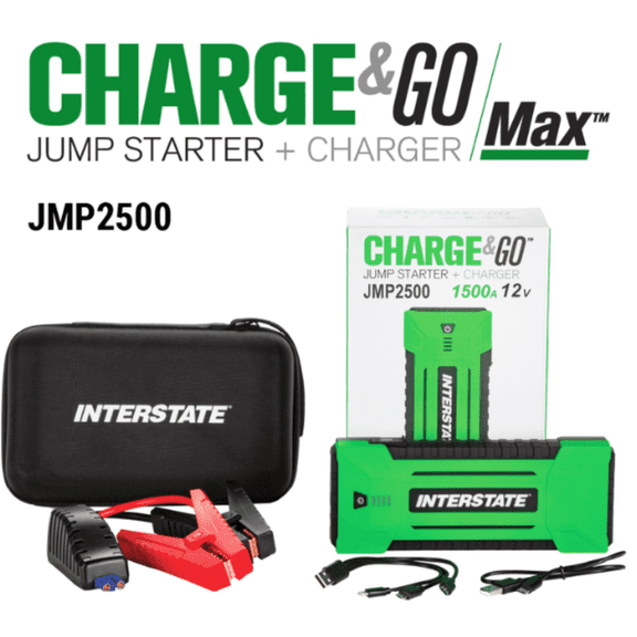 Interstate Batteries 12V 1500A (25,000mAH, 25Ah) Portable LED Automotive Jump Starter & Charger