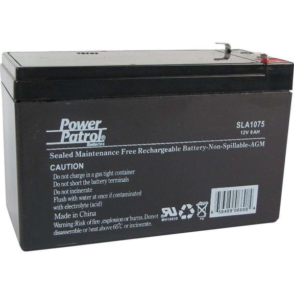 Interstate Batteries 12V 8Ah Battery SLA1075 Sealed Lead Acid Rechargeable SLA AGM F1 Terminal Wireless Internet UPS Systems, FIOS, SP12-7