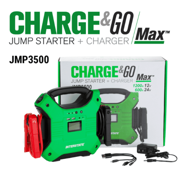 Interstate Batteries 24V, 12V 1200A, 600A LED Portable Automotive Starter & Charger