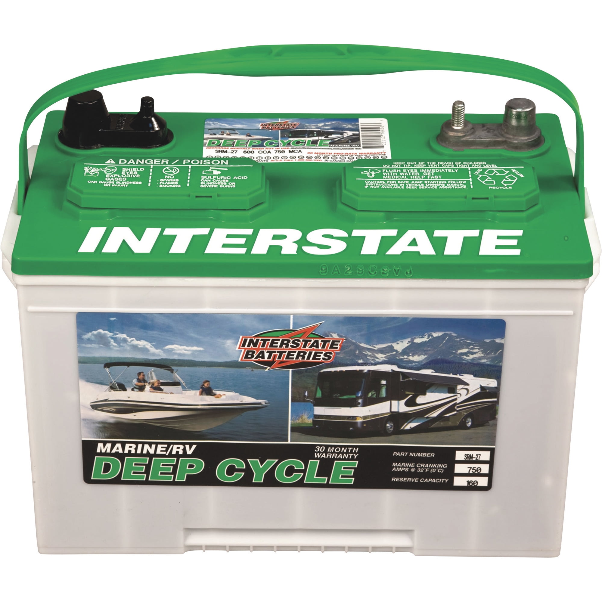 Interstate Batteries Marine/RV Deep Cycle Battery, Group Size 27M, 12 ...