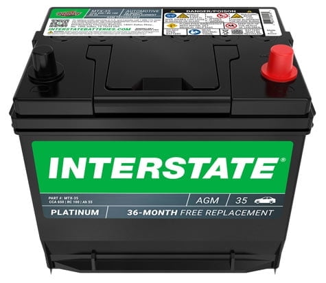 Interstate Batteries Automotive Battery 12V 55Ah (Group Size 35) 650CCA  AGM Auto Battery Replacement for Cars, SUVs, Sedans, Trucks (MTX-35)