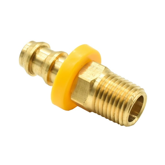 Interstate Pneumatics FL146 Easy Lock Brass Hose Fittings, Connectors, 3/8" Push-Lock Barb x 1/4" Male NPT End