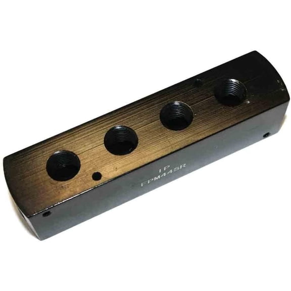 Interstate Pneumatics FPM44SR 3/8" FPT x 1/4" FPT Aluminum Rectangle Pencil Manifold, 1 Inlet to 4 Outlets, Female Inlet: 3/8 inch FPT - 1 port By Brand Interstate Pneumatics