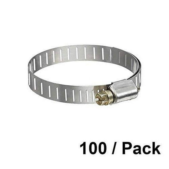 Interstate Pneumatics H585-100PK 100/Pack 1 13/16" to 2 3/4" Adjustable Stainless Steel Worm Gear Pipe Radiator Fitting Hose Clamp