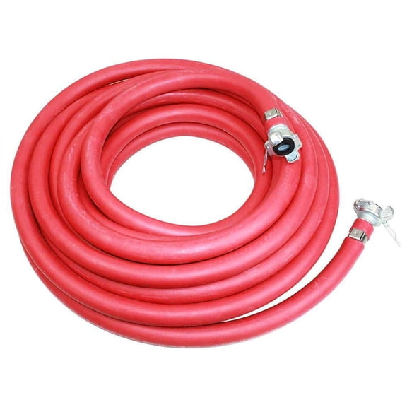 Interstate Pneumatics HJ19-050-HC 3/4" x 50 ft 300 PSI Jack Hammer Red Rhino Rubber Hose with Steel Hose