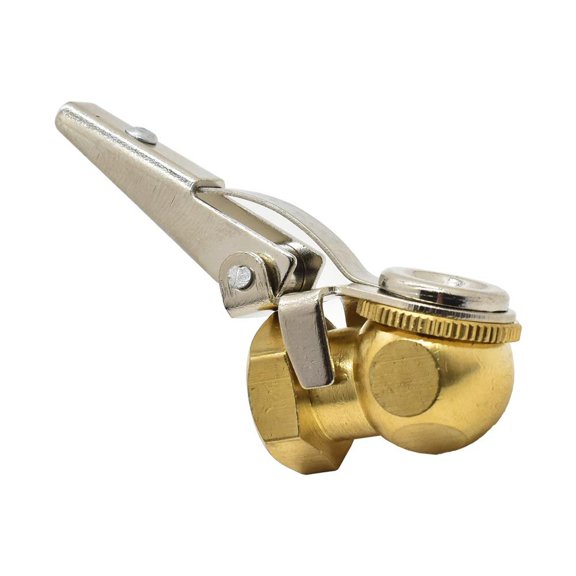 Interstate Pneumatics T03 1/4" FPT Angle Ball Foot Brass Chuck with Clip & Shut-off Valve