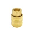 thumbnail image 1 of Interstate Pneumatics T19 1/4" FPT Sleeve Lock Straight-In Brass Chuck with Shut-off Valve, 1 of 5