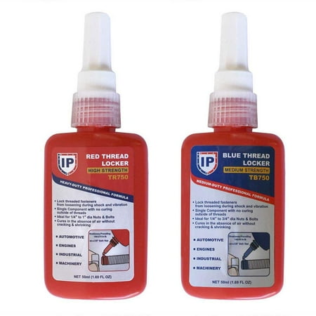 Interstate Pneumatics TRB750K 2 in 1 Thread Locker Kit includes High/Medium Strength 50ml each bottle