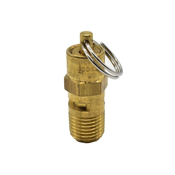 Interstate Pneumatics V095-4 Brass Safety Valve 1/4" MPT w/pull Ring 95 PSI ASME Certified