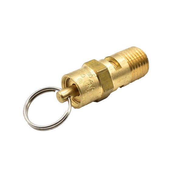 Interstate Pneumatics V150-4 ASME Brass Safety Valve w/Pull Ring 1/4 Inch MPT 150 PSI