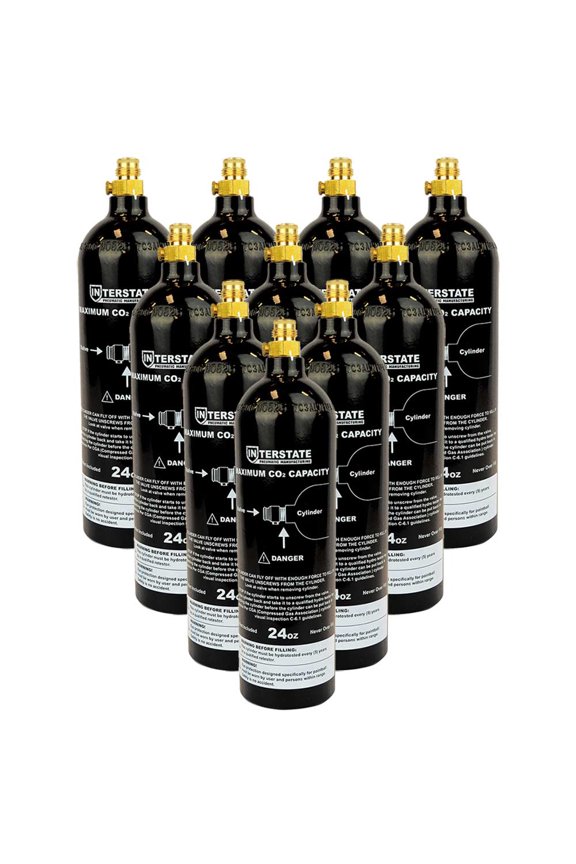 WRCO2-CL24-10PK CO2 Pin Valve Cylinder Tank Paintball 24 Oz - 10 Pack (Hydro 2021)