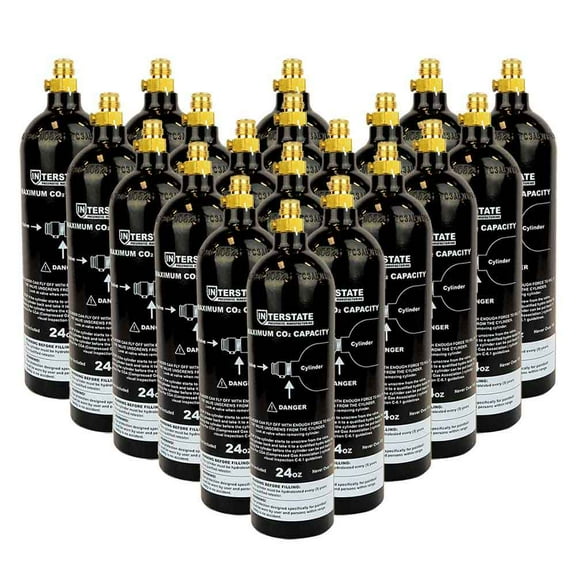 Interstate Pneumatics WRCO2-CL24-20 CO2 Pin Valve Cylinder Tank Paintball 24 Oz - 20 Pack (Hydro 2021)