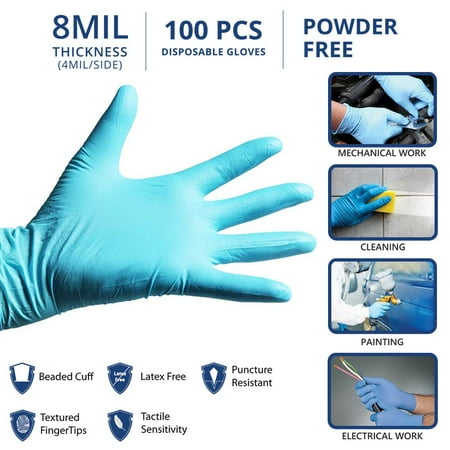 Interstate Safety 40302 3.5 MIL Latex Disposable Gloves - (XL Size)