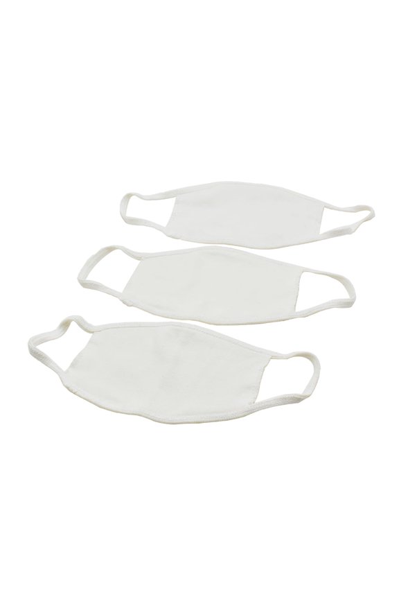 40362 Reusable Unisex Face Mask with Round/Ear Loop - 100% Cotton (WHITE) - 3/Pack