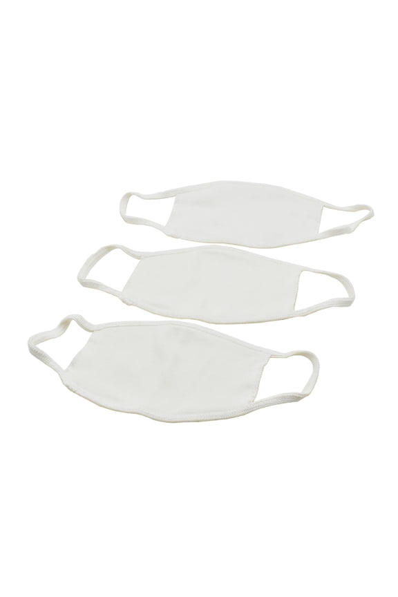 40362 Reusable Unisex Face Mask with Round/Ear Loop - 100% Cotton (WHITE) - 3/Pack