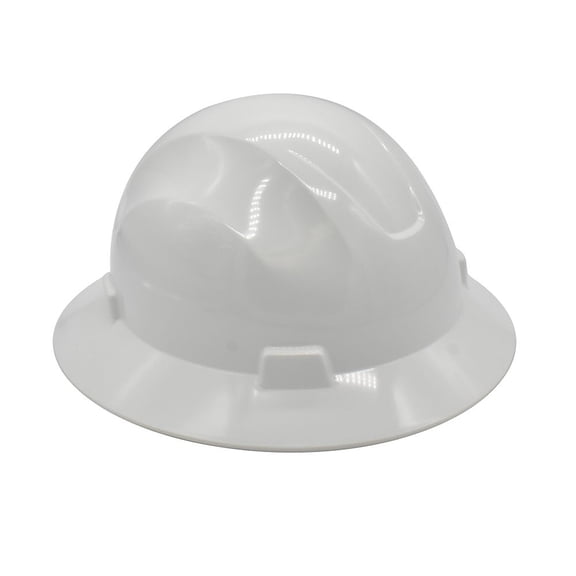 Interstate Safety 40402 Snap Lock 4 Point Ratchet Suspension Full Brim Hard Hat / Safety Helmet - 6-1 /2" to 8" Head s - W hite