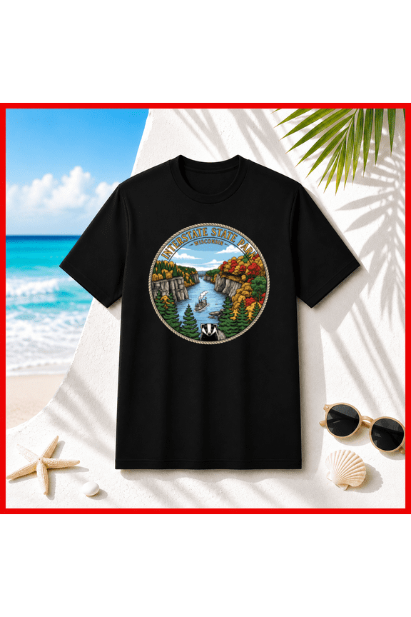Interstate State Park Wisconsin Badger & River Unisex T-Shirt, S-5XL