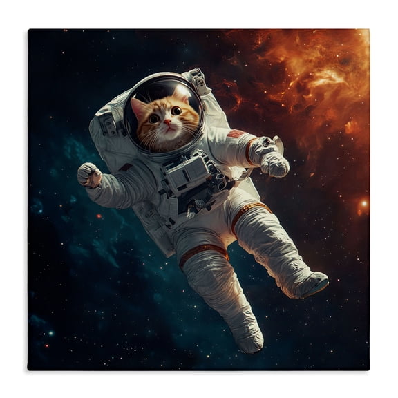 Interstellar Cat Astronaut Canvas Wall Art, design by Jim Baldwin