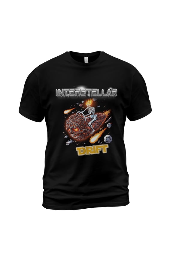 Interstellar Drift Space Skeleton Graphic T-Shirt, Unisex Streetwear Tee, Casual Gift for Men and Women, Sizes S-5XL