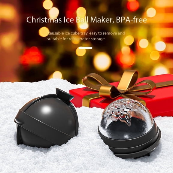 Interstellar Ice Ball Mold Set - Christmas Tree & Snowflake Designs for Whiskey & Cocktails