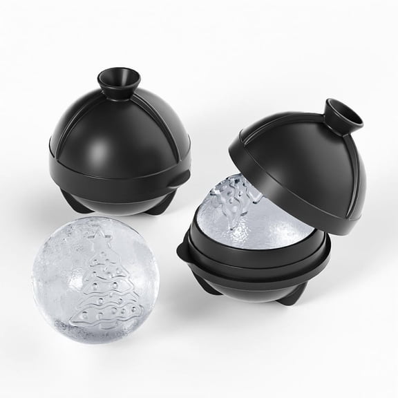 Interstellar Ice Ball Mold Set - Festive Snowflake & Christmas Tree Shapes for Whiskey and Cocktails