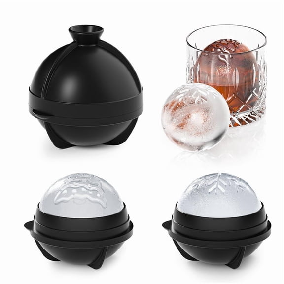 Interstellar Ice Ball Mold Set - Snowflake & Christmas Tree Designs for Whiskey and Cocktails