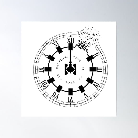 Interstellar - No Time For Caution (Endurance / Shattered Clock Design) Poster Wall Art, Modern Wall Decor, 16x16 UNFRAMED