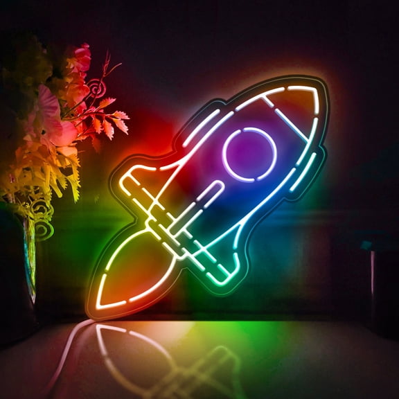 Interstellar Rocket Ship Led Light Box, Dimmable Neon-Like Light Signs USB Power for Wall Decor Bedroom Decoration, Color Flow Effect (WxH) 16"x16"