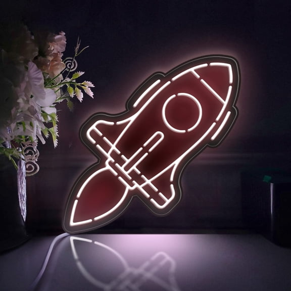 Interstellar Rocket Ship Led Light Box, Dimmable Neon-Like Light Signs USB Power for Wall Decor Bedroom Decoration, Static Light (WxH) 8"x8"