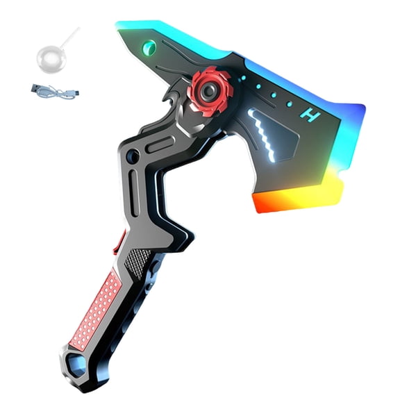 Interstellar Spark Battle Dual Mode LED Light Battle Axe Transforming Sci - Fi Toy with 7 Color Change One Button Switching Realistic Sounds Design Mist Effect USB Rechargeable Perfect for Kids' Play