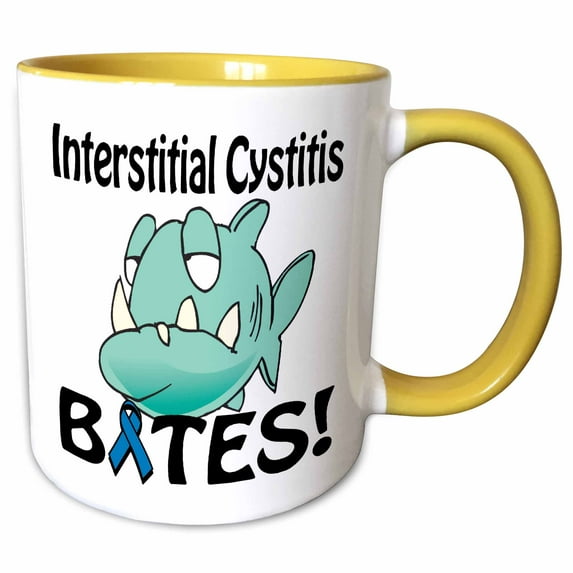 3drose, Interstitial Cystitis Bites Awareness Ribbon Cause Design, 15oz Two-tone Yellow Mug