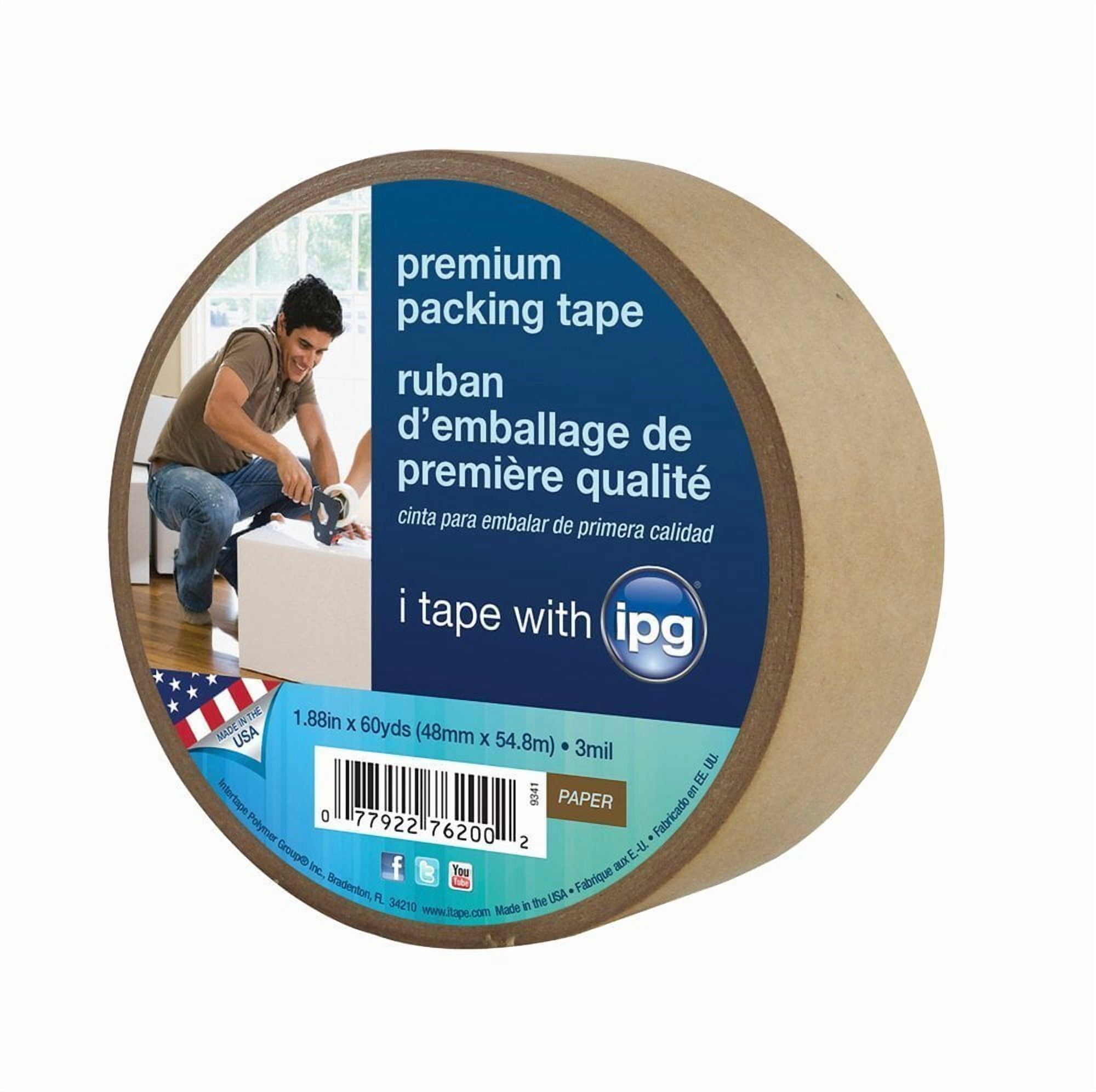 Intertape Polymer Intertape 9341 Kraft Paper Flatback Carton Sealing Tape, 1.88-Inch x 60-Yard pack of 3 — Residential Use, Standard Application