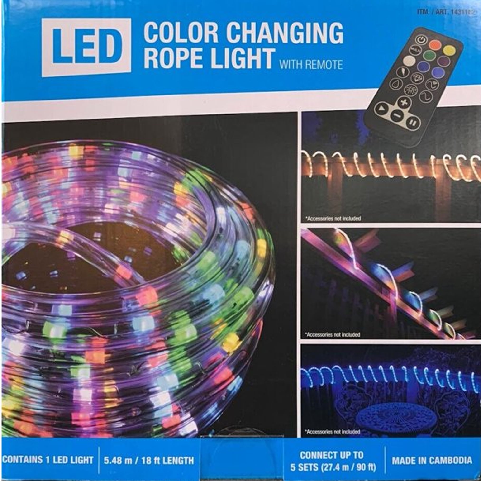 Intertek LED Color Changing 18ft Rope Light with Remote - LED Lighting for  Bedroom