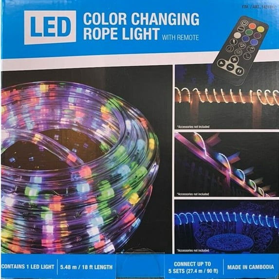 Intertek LED Color Changing 18ft Rope Light with Remote - LED Lighting for Bedroom