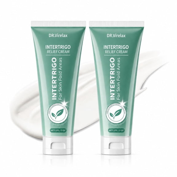 Intertrigo Cream, Skin Fold Barrier Cream with Zinc Oxide & Undecylenic Acid, Moisture & Friction Control Formula for Underarms, Inner Thighs & Friction-Prone Areas, 2 pcs